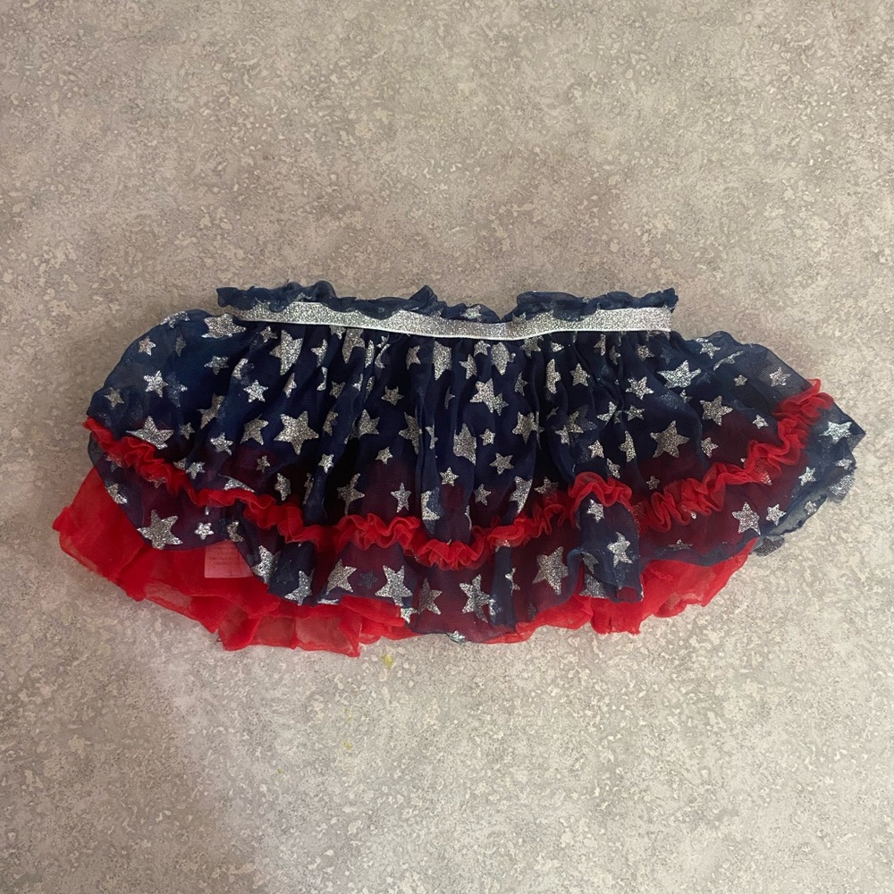 🏷️ Red White and Blue Sparkly Star Skirt Patriotic Tutu 4th of July 🎇🎆🇺🇸🌟 12mo